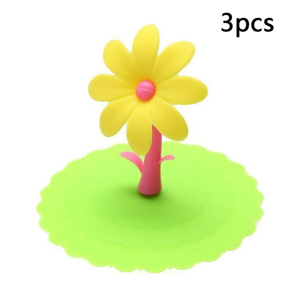 Cup Cover Lid Cover Heat-insulated Silicone 3Pcs Blue