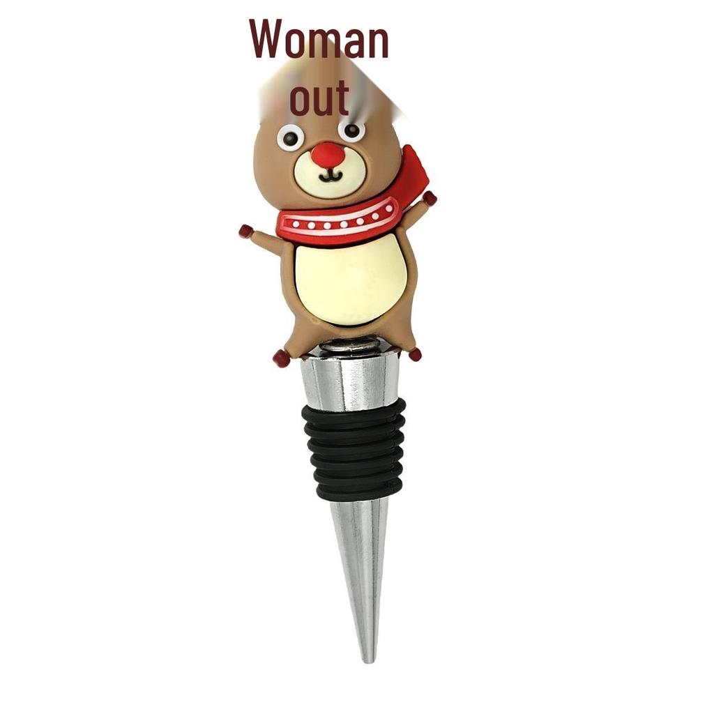 PVC Christmas Wine Stoppers - Green Christmas Tree, Snowman, Candy Cane, Reindeer, Santa Claus, Wreath for Glass Bottles