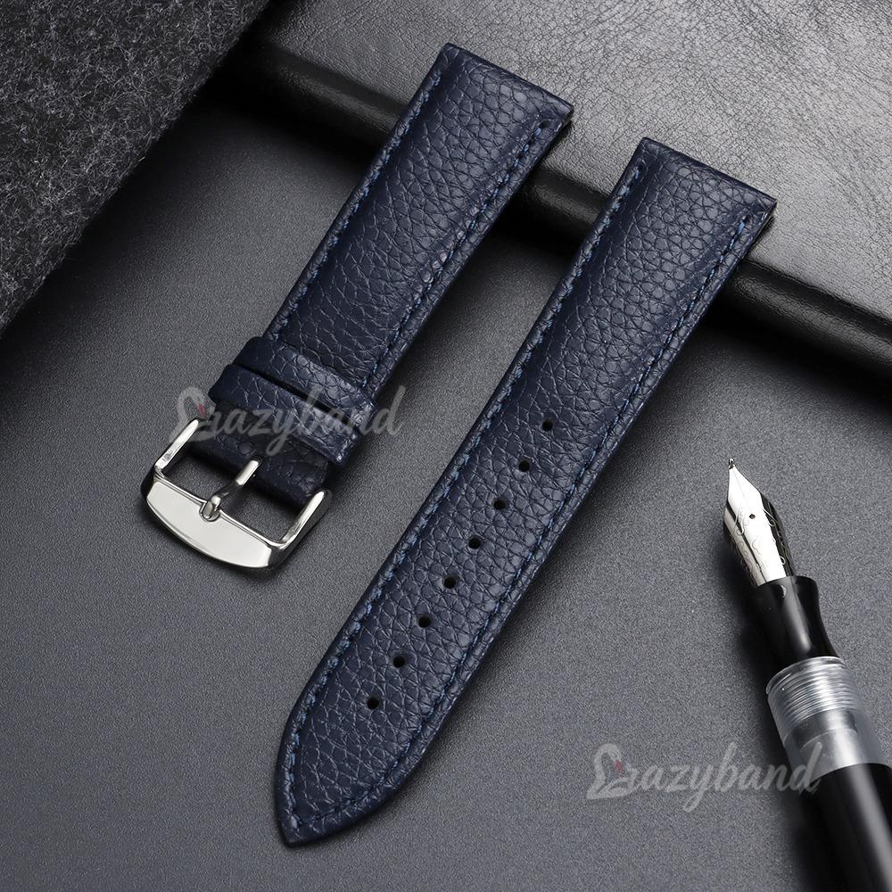 10/12/14/16/18/19/20/21/22mm Litchi Pattern Leather Watch Band Straps Men Women High Quality Universal Brown Wristband with Tool