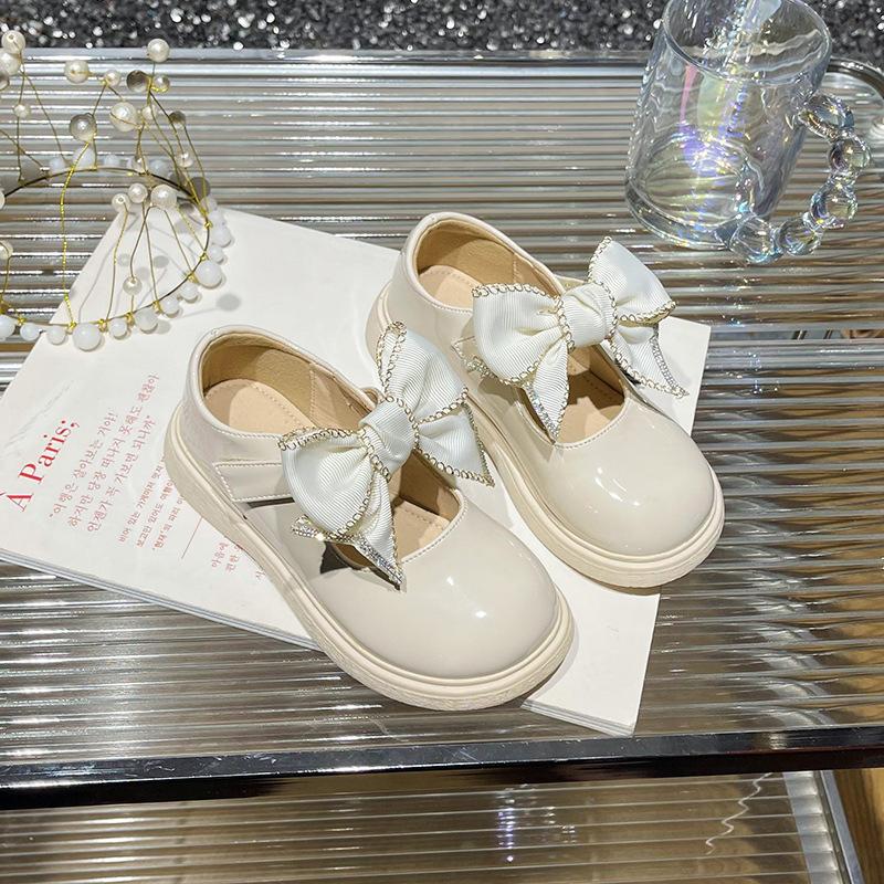 

Children s leather shoes Spring children s foreign style red bow princess shoes Comfortable and versatile baby shoes 35 абрикосовий