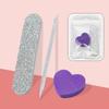 Shaping Nail Care Accessories 3pcs Manicure Tool Set Crystal Dotting Pen Heart-shaped Block And Wooden File For Polishing
