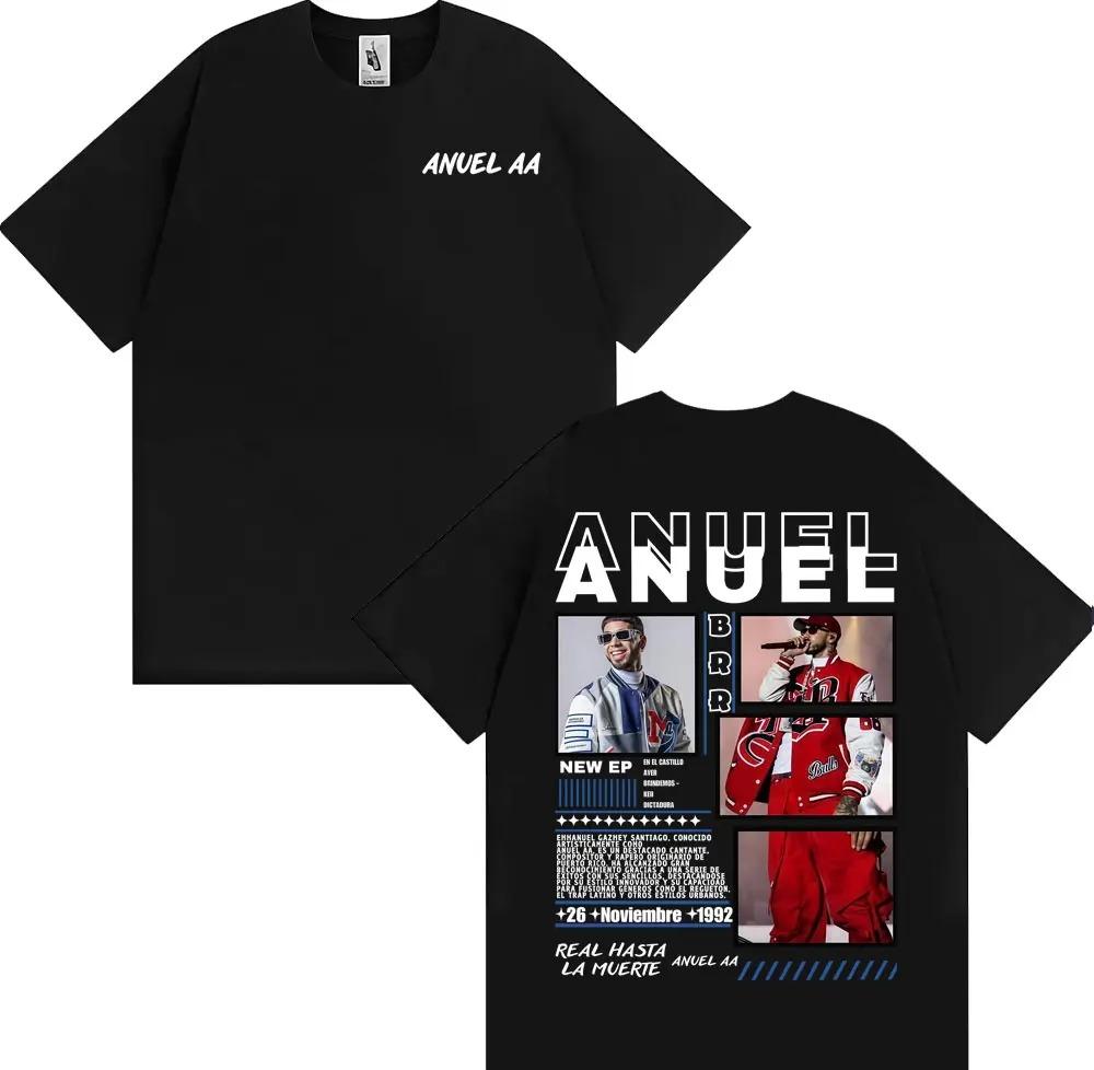 Rapparen Anuel AA Rhlm 2 Album 2025 Turné T-shirts Män Kvinnor Mode Hip Hop High Street Bomulls-sweatshirt Streetwear Plus Size