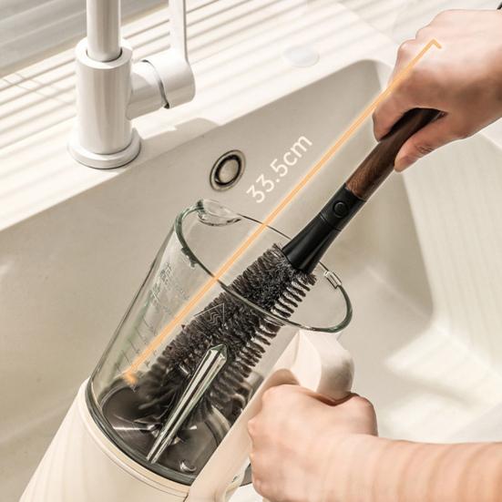2 In 1 Bottle Brush Soft Bristle Design Long Handle Glasses Bottles Cups Cleaning Scrubber Household Cup Cleaning Tool