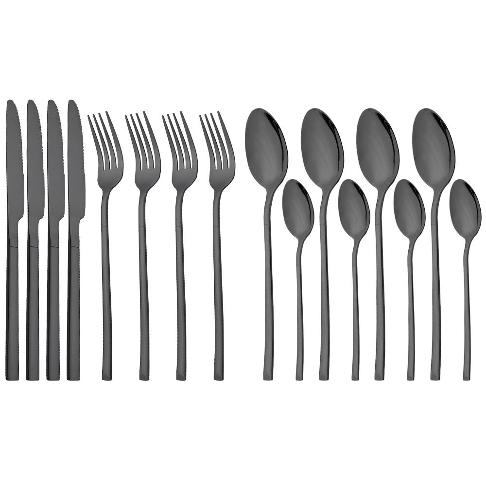 16Pcs Rainbow Dinnerware Stainless Steel Cutlery Set Western Knife Fork Spoon Dinner Flatware Set Kitchen Silverware Tableware
