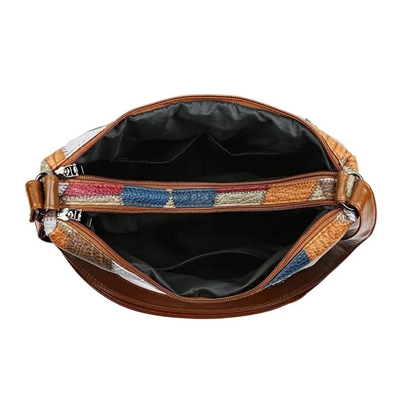 Yogodlns Dámská elegantní vintage kabelka přes rameno Trendy kabelka Módní kabelka s mnoha kapsami Taška přes rameno Retro crossbody kabelka na každý den