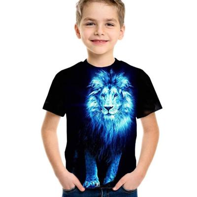 Summer Lion Fashion 3D T Shirt Funny Animal Children Tee Wolf Tiger Shirts Casual Short Sleeve Cartoon Kids Top Boys Girls