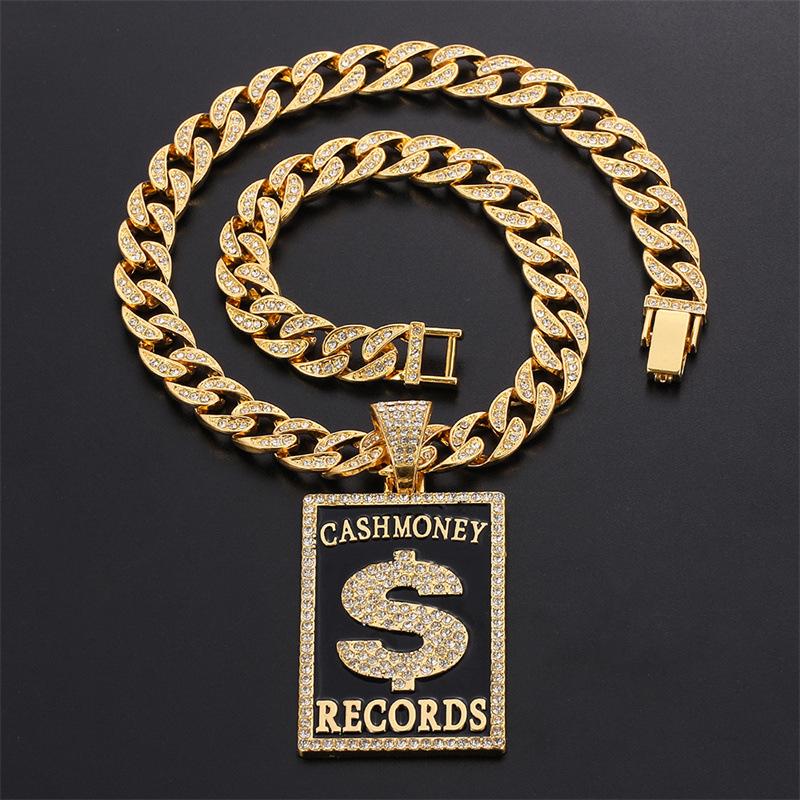 European and American Fashionistas, American Cuban Shield Necklace, Men s Hip-hop Trendy Pendant Necklace, 60CM
