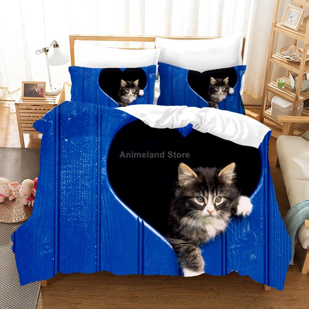 Comforter Single/Queen/King Size Modern Luxury Cute Cats & Flower - Themed Bedding Set With Ideal For