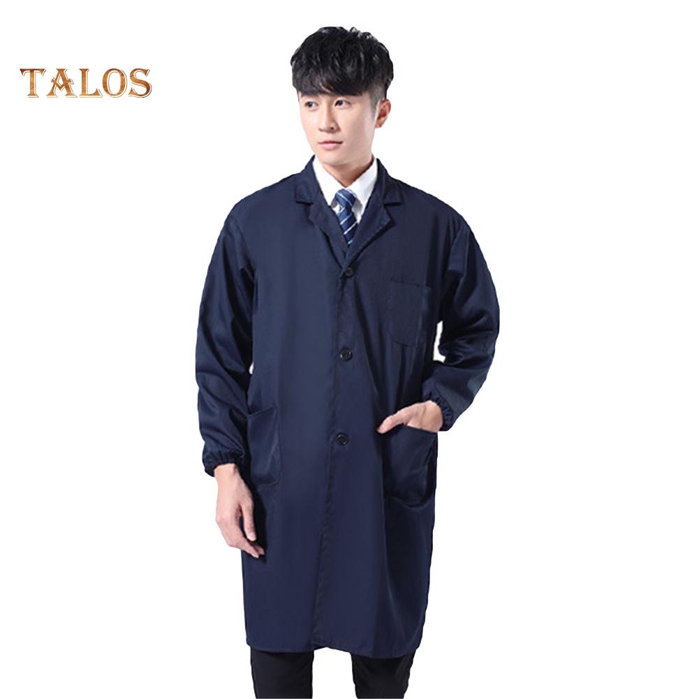 Staubdichte Herren-Laborkittel mit langen/kurzen Ärmeln, Knöpfen und Taschen, Arbeitskleidung für Herren