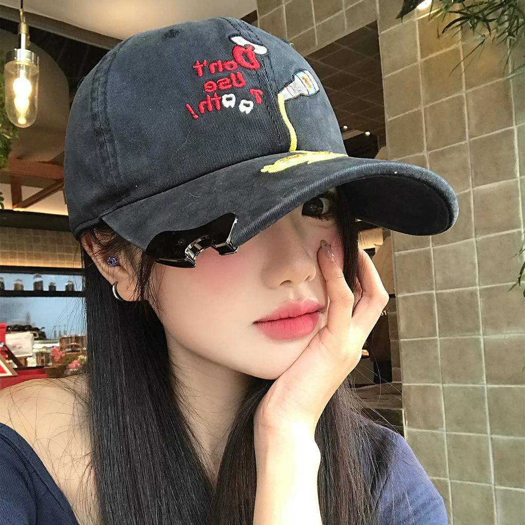 Letter Print Embroidery Baseball Caps Latest For Men And Women Sun Protection Bottle Opener All-Match Personalized Trendy Ins Style Peaked Hats