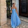 Un Nuevo Vestido Halter Sin Mangas Plisado Sin Tirantes de Color Sólido de Verano