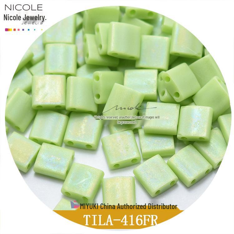 Frosted Iridescent MIYUKI Tila Square Double-Hole Beads, 10g