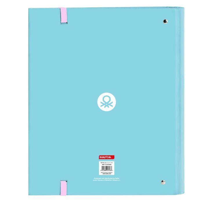Classeur 4 anneaux - safta - 35 mm - 100 feuilles A4 - 27x3,5x32 cm - Bleu turquoise/Rose - Couverture rigide