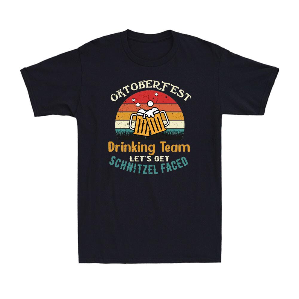 Oktoberfest Drinking Team Let s Get Schnitzel Faced German Beer Men s T-Shirt S разноцветный