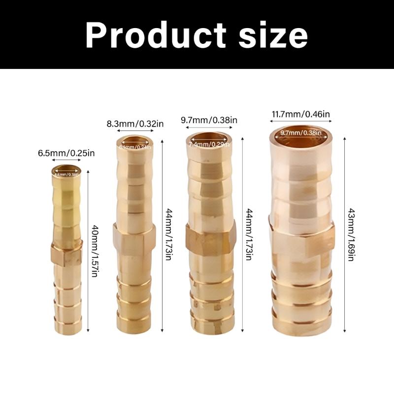 10Pcs Brass Pipe Repair Barbed Fittings Corrosion Resistant Brass Tube Adapters Upgrades for Plumbing System Maintenance