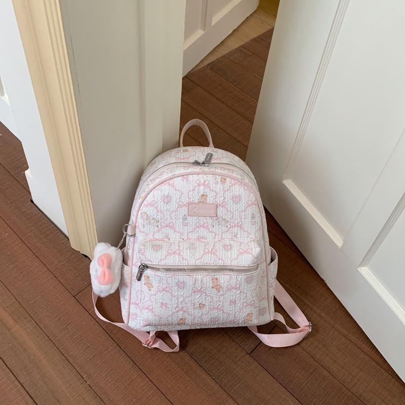 Schoolbag Korean niche cute printed backpack 1011 new large-capacity women's student class commute fashion backpack