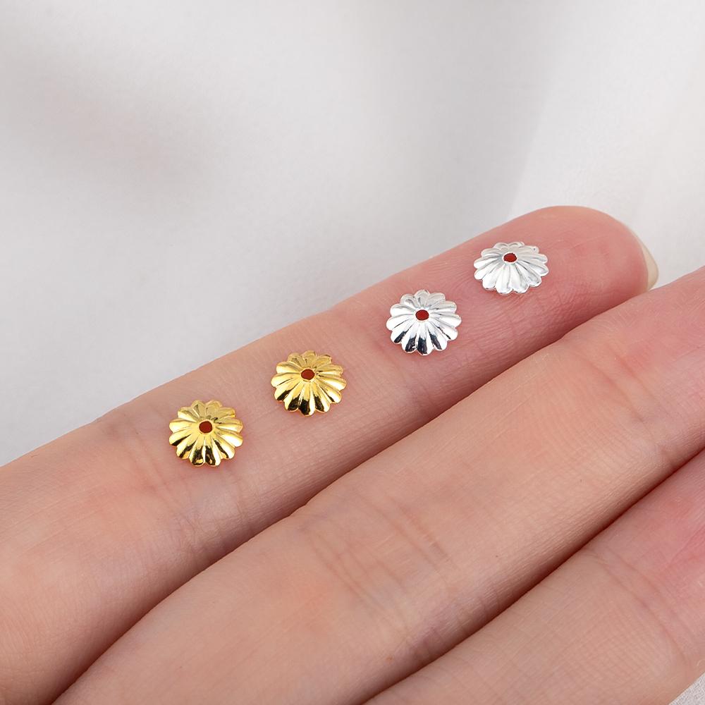 10/15/20/50/100pcs 18K Gold Plated Wave Flower Bead Caps Bracelet Necklace Crafts Round Bead Cap DIY Jewelry Making Accessories