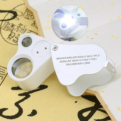 30x 60x Jewelers Loupe Portable Lens Jewelry Magnifier Illuminated Foldable Dual Inspection Loupe Magnifying