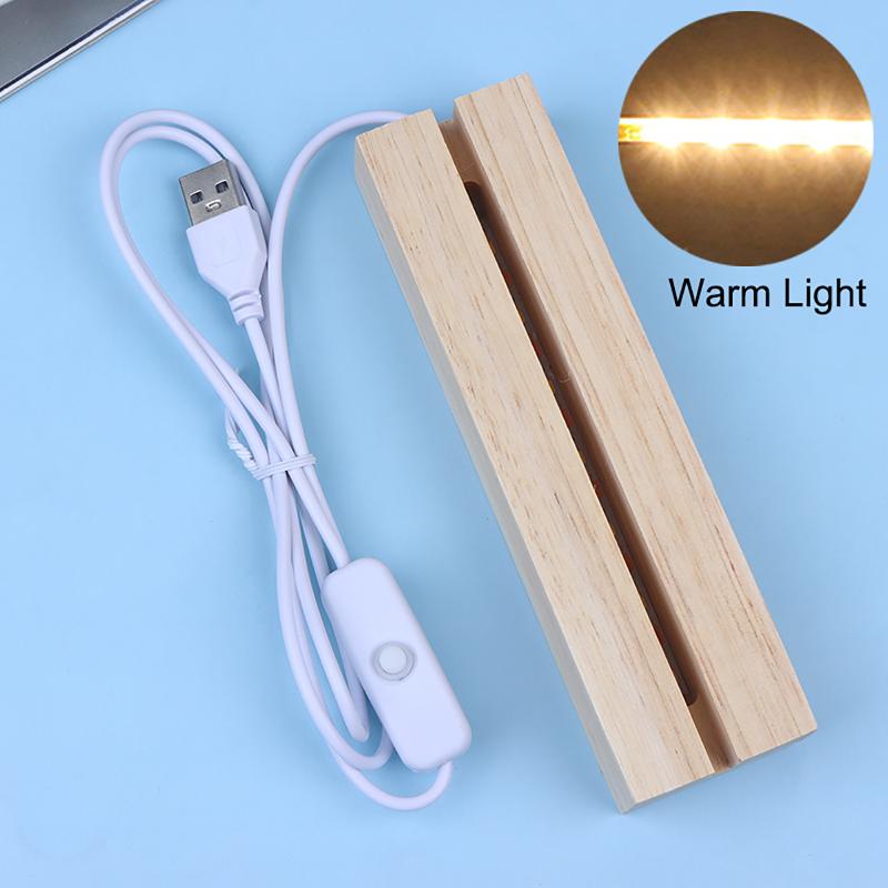 

LED Rectangular Wooden Night Light Base Artistic Lamp With USB Powered Switch Suitable For Glass Art And Resin Decor