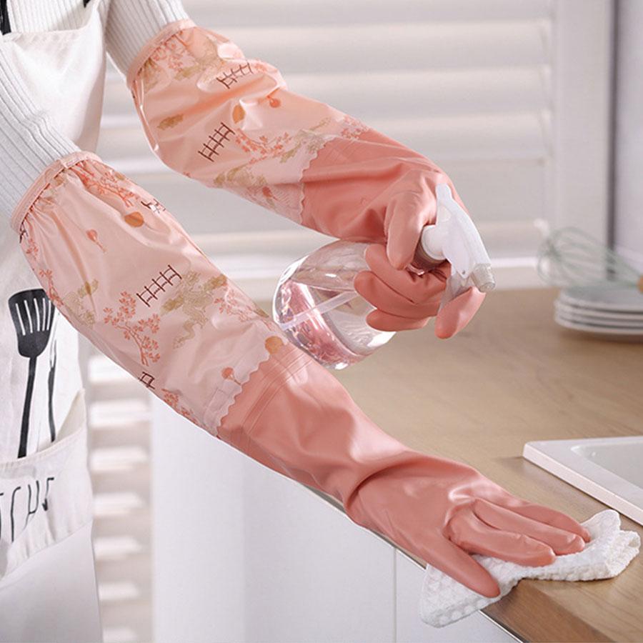 1 Pair Housework Gloves, Winter Velvet Dishwashing Gloves, Kitchen Thickeneded Warm Kitchen Cleaning Gloves, Home Bathroom Cleaning Gloves,