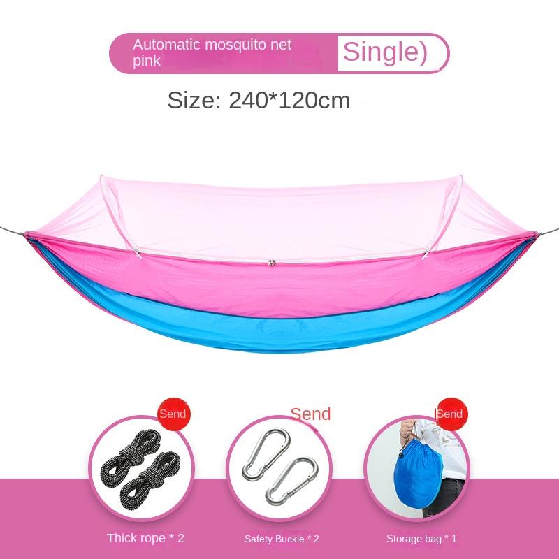 

Быстро открываемый гамак с противомоскитной сеткой для кемпинга на открытом воздухе с защитой от комаров Single pink