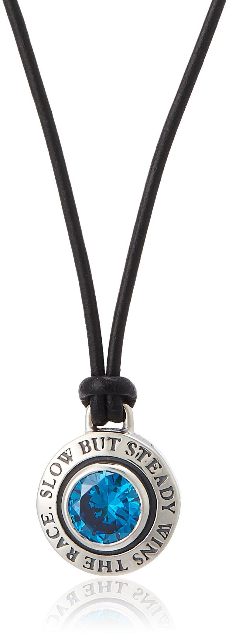 

Dr. Monroe Leather Cord Reversible Pendant in Sterling Silver with BlackBlue Topaz Cubic Zirconia, FC-229-SV-BK-BLCZ