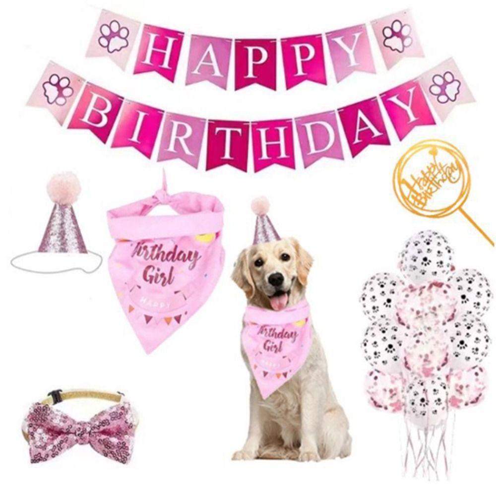 Dog Sequins Hat Cat Birthday Hat Bow Tie Creative Dog Birthday Triangle Scarf  Pet Accessories