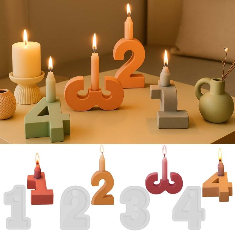 Large Number Number Candle Holders Silicones Molds For DIY Craft Birthday Wedding Dinner Decors