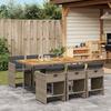 Vidaxl 7-Cz. Set di Mobili da Giardino con Cuscini, Grigio, Rattan PE