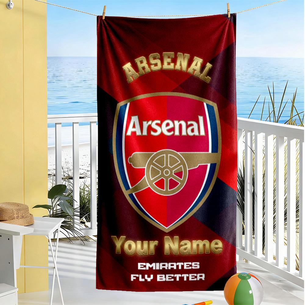 Arsenal F.c. Personalized Name Beach Towel Quick-Dry Soft Microfiber Suitable for Sports Travel Swimming Yoga Bathroom Beach And Pool