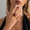 Anello/Orecchini Yousheng da Donna, con Grande Pietra Quadrata Design Retrò, Lega Resina Multipli Colori Stile Vintage Moda
