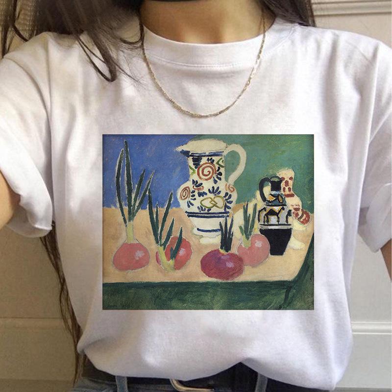T-Shirt Women Summer Harajuku Art Painting Print Ladies Tee Tops Casual Short Sleeve Fashion Streetwear 2025 Tee Shirt Femme