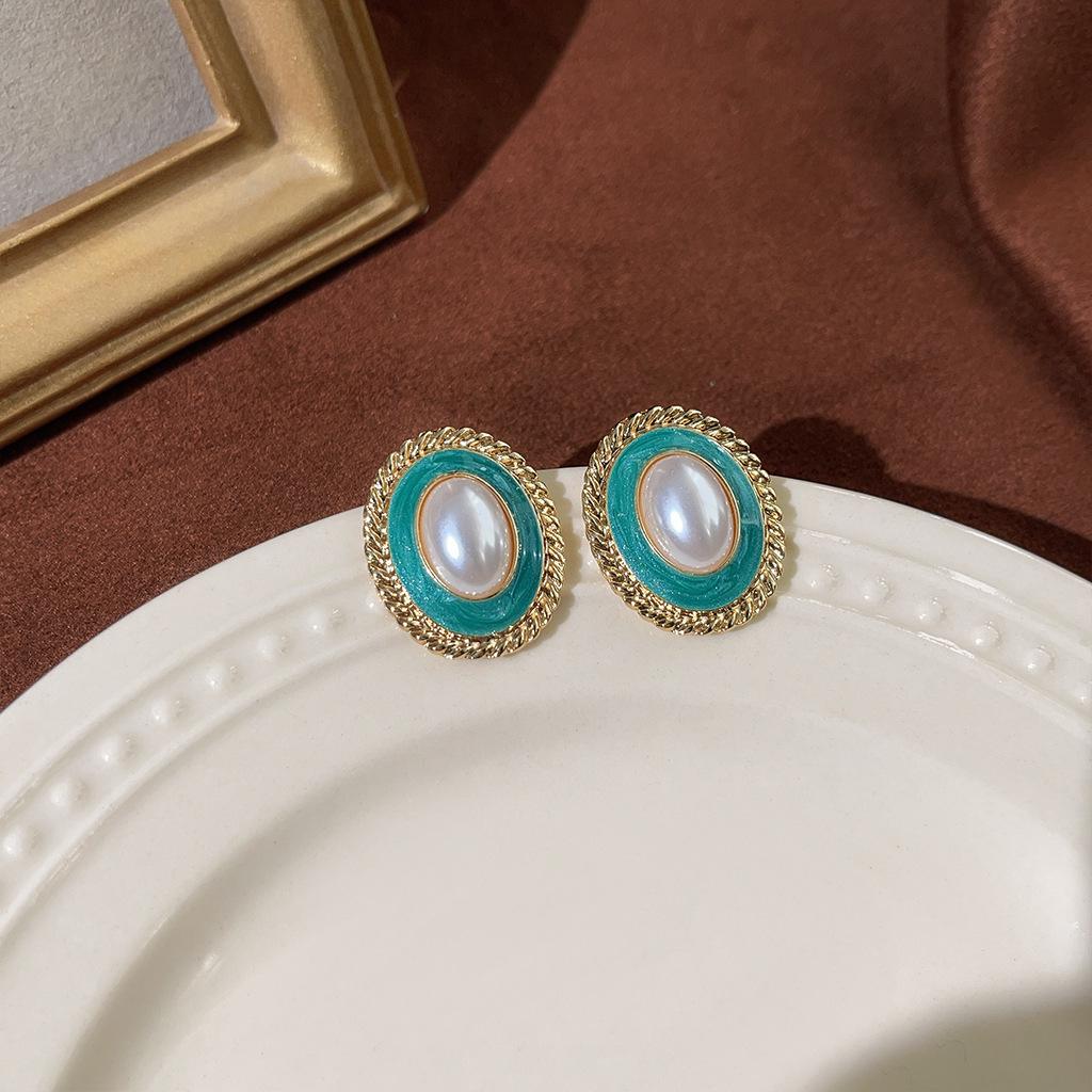 Cercei cu Zircon Stil Retro de Curte Mid-Century Smarald