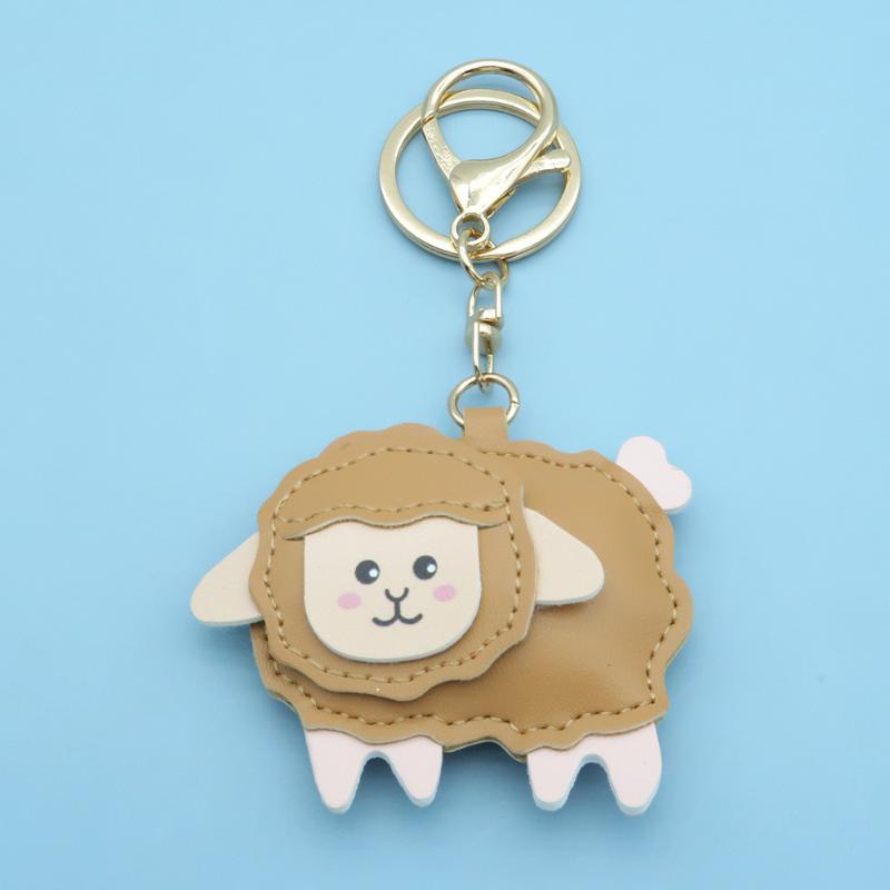 1Pcs Cute Cartoon Sheep Hanging Ornament 2027 Year Of The Sheep Pu Leather Pendant For Key Accessory Holiday Party Favor