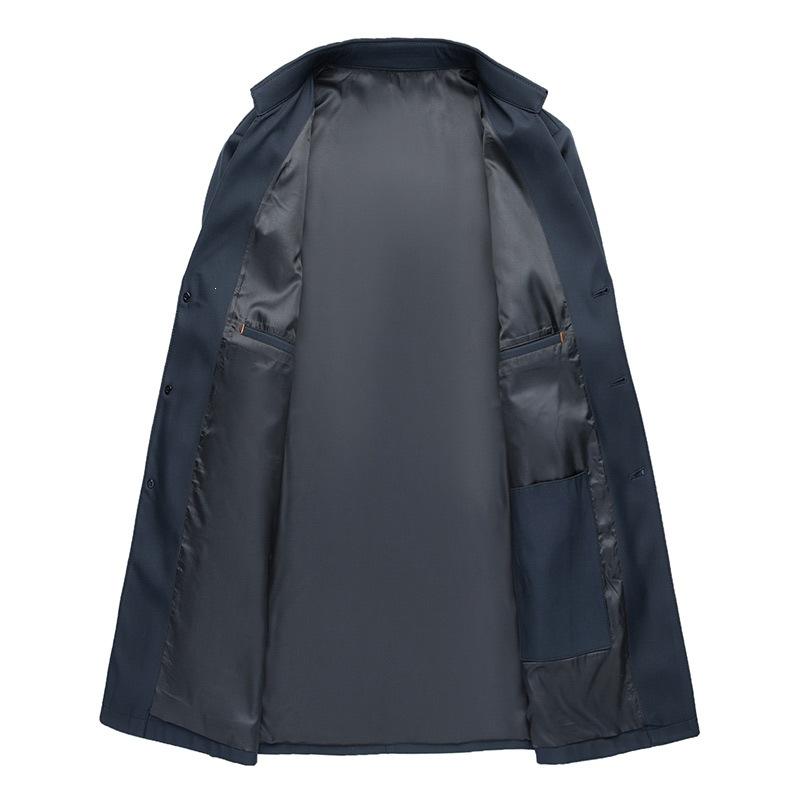 Men's Detachable Belt Trench Coat Autumn Winter Lapel Mid‑Long Windbreaker Business Casual Loose Outerwear Plus Size