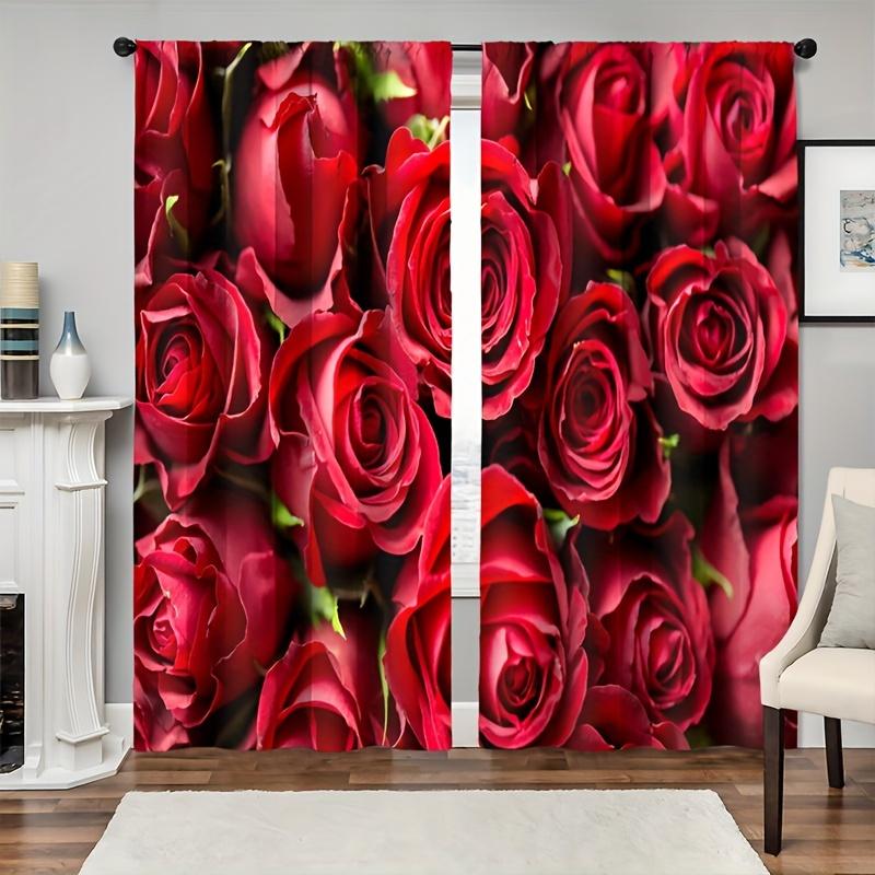 2 ks Nádherný zlatý růžový květinový závěs pro domácí dekoraci Kapsa na tyč Úprava okna Pro okna ložnice, kanceláře, kuchyně