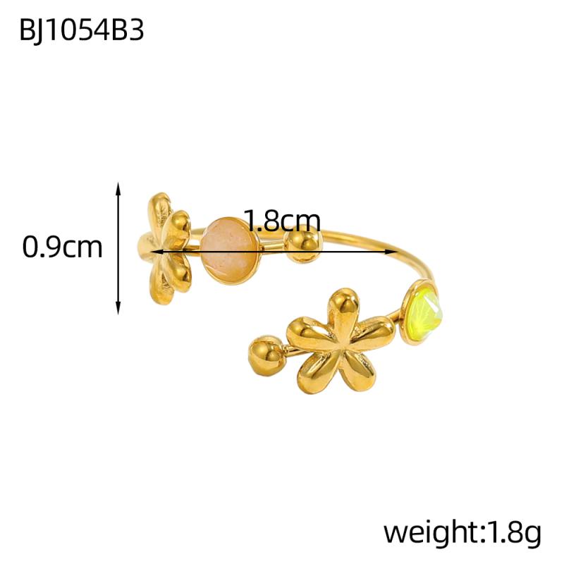 CARLIDANA New Fashionable Stainless Steel Ring High-End Daisy Colorful Zircon Flower Opening Adjustable Ring for Women Jewelry