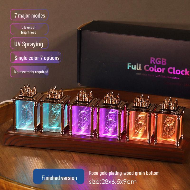 RGB Simulated Nixie Tube Desktop Clock - DIY Gaming Room Ornament
