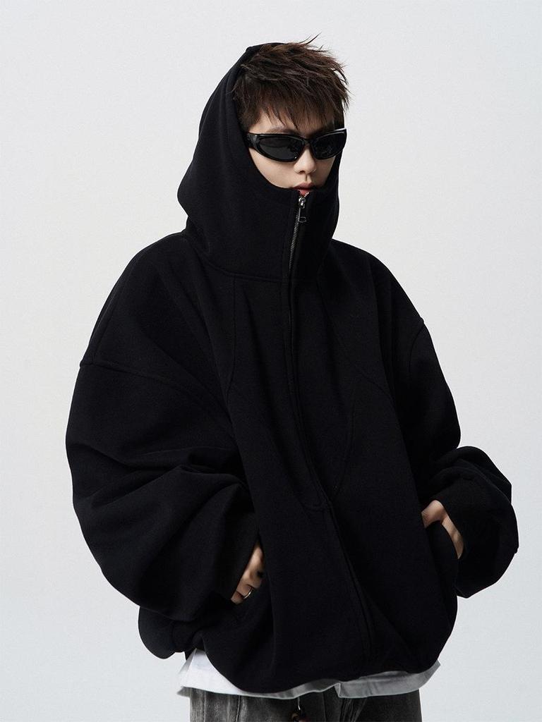 Versatile Plus Size Deconstructed Hoodie: Men's Trendy High Street Winter Sweatshirt