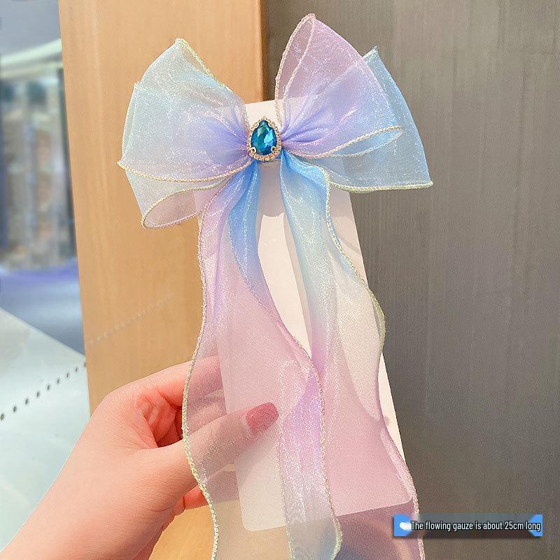 Rainbow Bow Braided Hair Clip for Girls - Cute Hair Accessory with Ribbon Hairpin