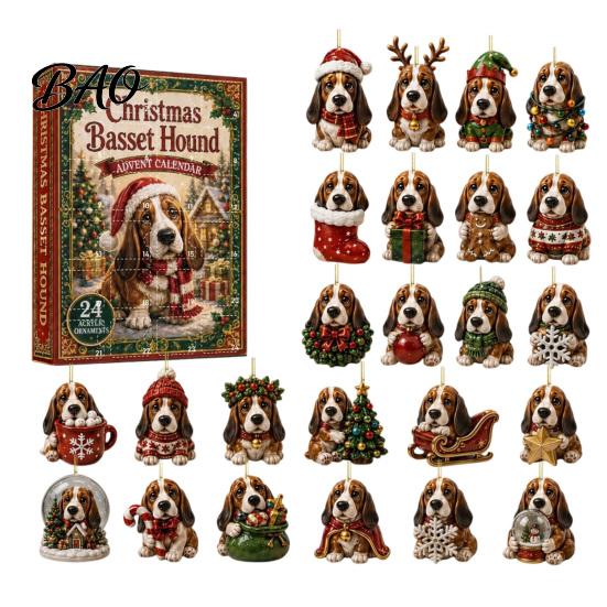 Scatola Regalo Sorpresa Giornaliera Calendario dell'Avvento per Cani da 24 Giorni, Carini Ornamenti Appesi Piatto 2D Chihuahua, Ornamenti da Collezione per le Feste per la Casa Diversi Acrilici