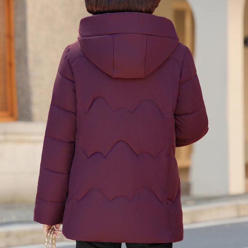 Plus Size XL-5XL Middle Age Woman Coats Winter Short Parkas Hooded Embroidery Casual Thick Warm Outerwears Women's Jackets