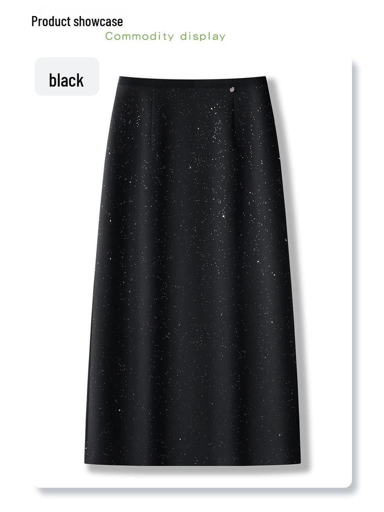 Women's Gray Mid-Length High Waist Slimming Bodycon Skirt - 2025 New Spring Collection