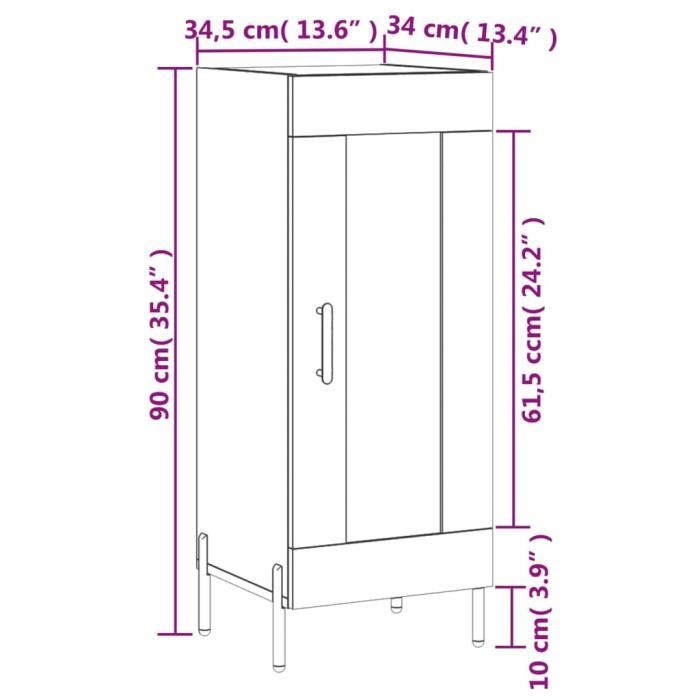 VidaXL Buffet Gris béton 34,5x34x90 cm Bois d'ingénierie 828808