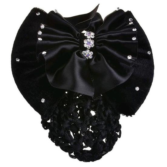 

Женщины заколка с бантом заколка для волос крышка бантом булочка Snood сетка для волос аксессуар для волос чёрный
