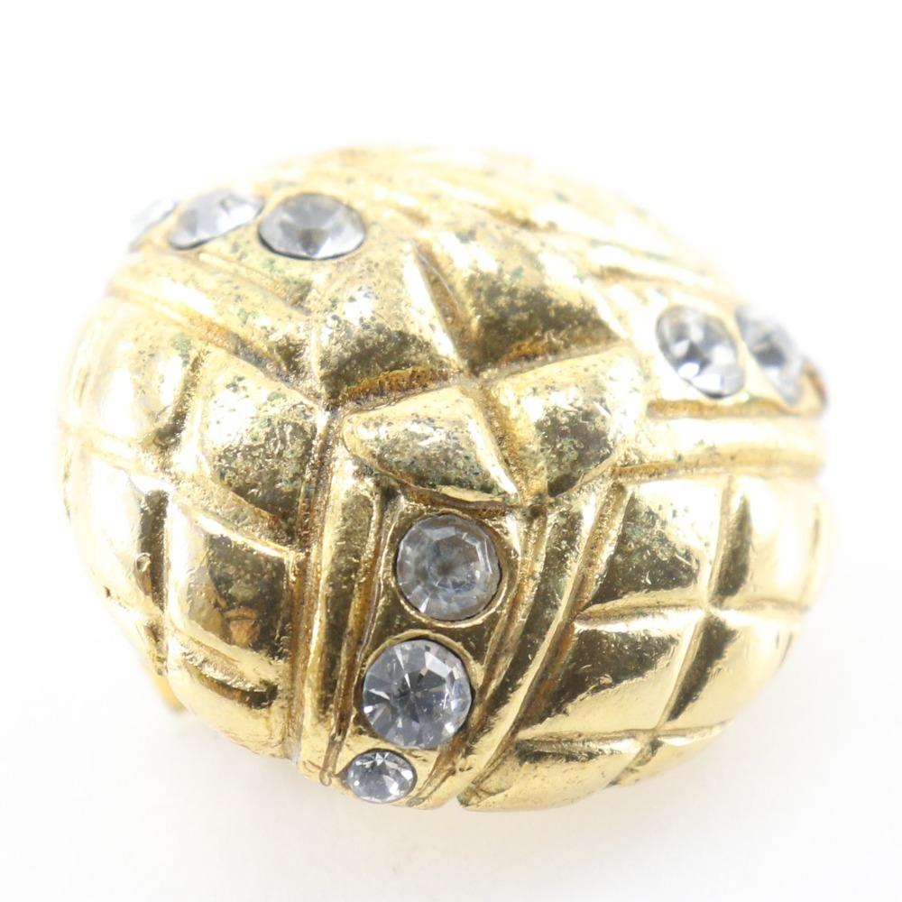 CHANEL Matelasse Earring vintage Plated Gold/Rhinestone 24g Women Used