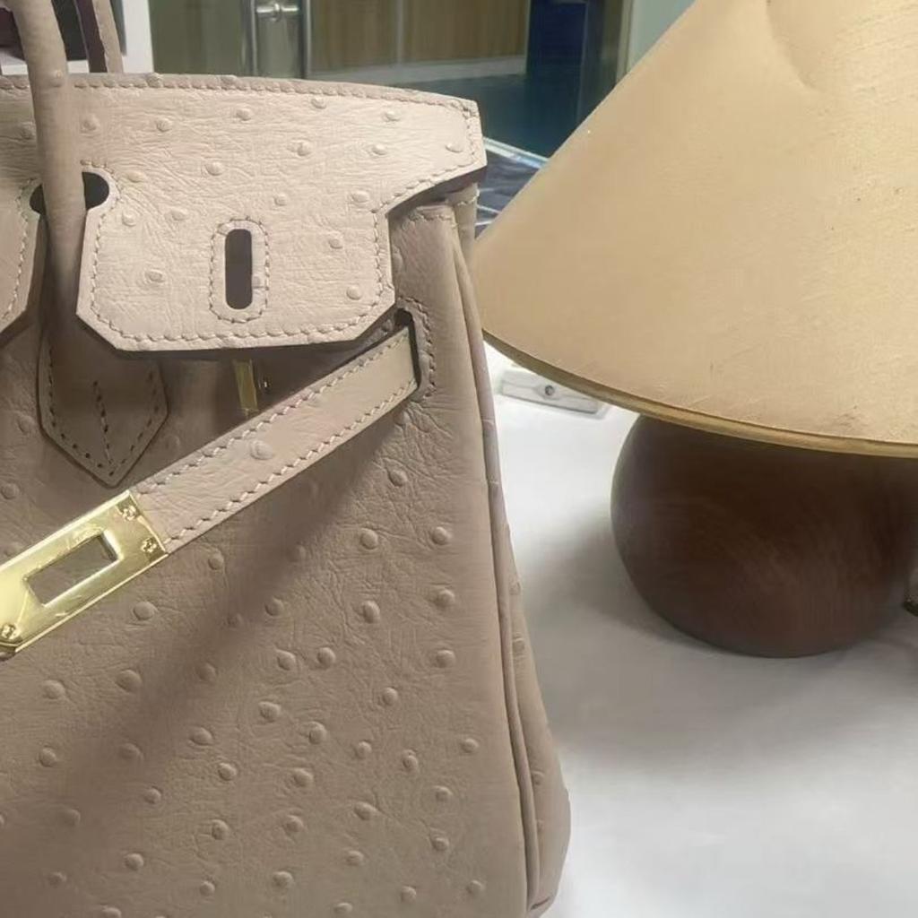 Ostrich Pattern Upgraded First Layer Cowhide Dukopp Slash Platinum 25/30 Inner Seam Edition Fashion Large Capacity Handbag