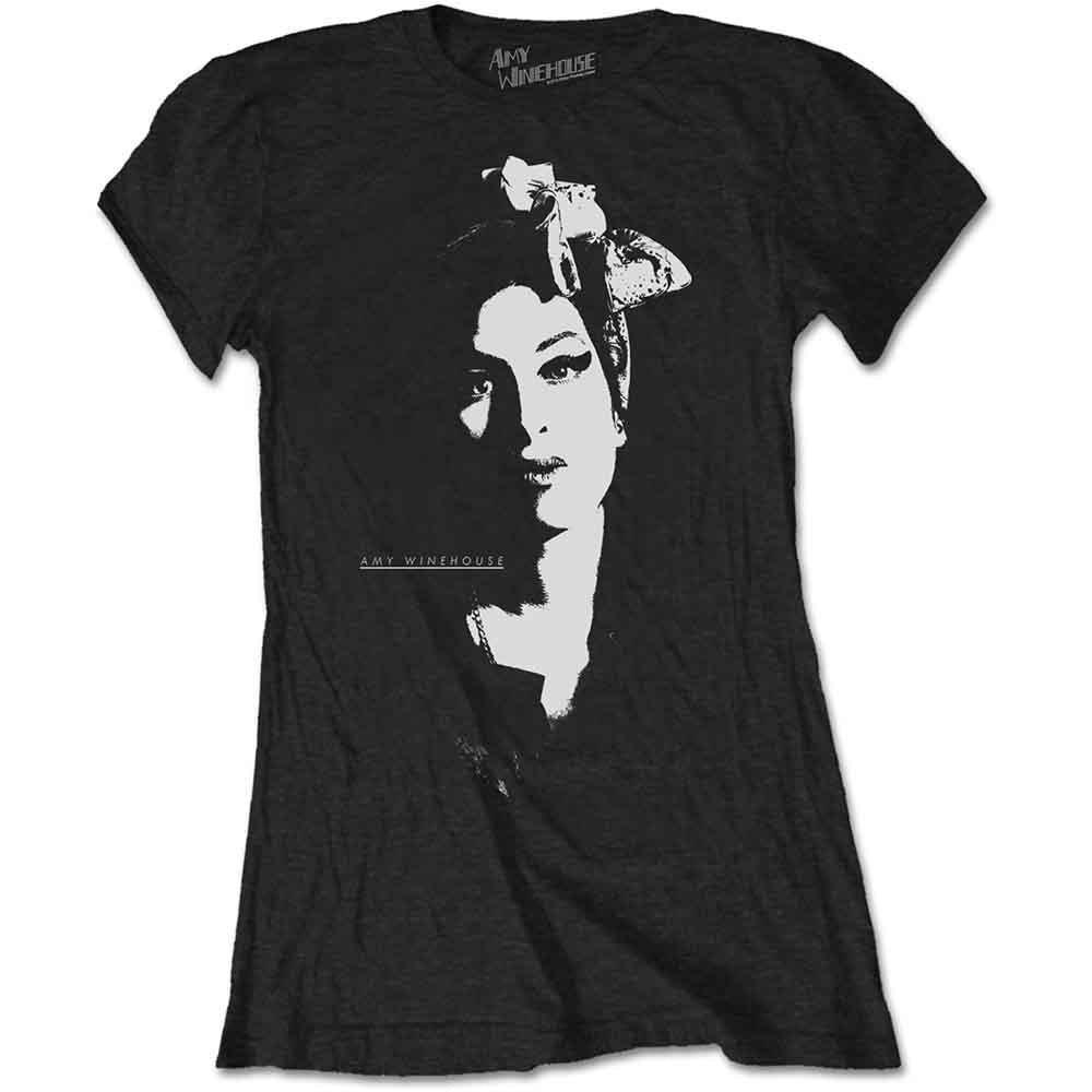 Amy Winehouse Dames T-shirt Sjaal Portret Zwart (XL)