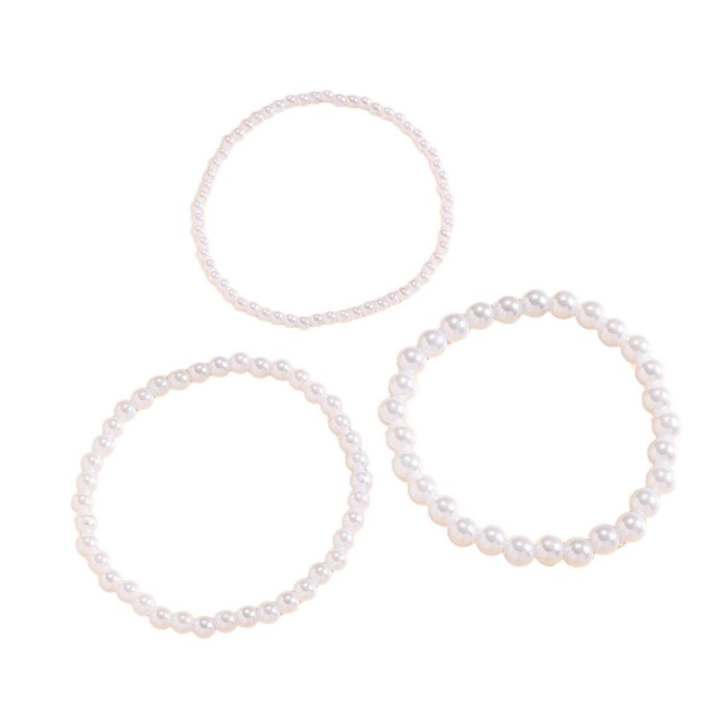 Elegant Pearl Anklet Set: 3-Piece American & European Style, Small & Large Pearl, Perfect for Holidays