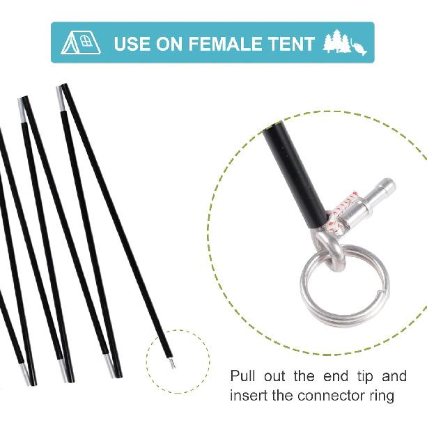 Tent Poles Replacement Black, Pre-Assembled Aluminum Tent Pole, 7001 T6 Heated Tent Rod
